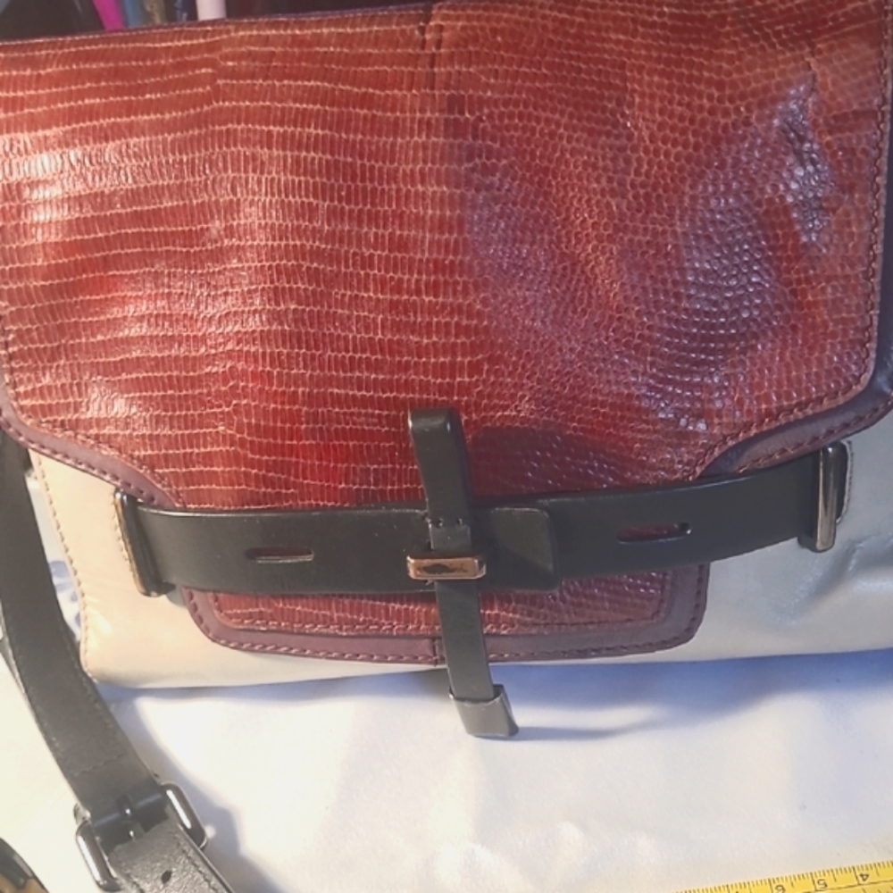 Vince Camuto Elegant Color Block Brown, Tan, and Chocolate Leather Ladies Bag